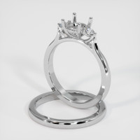 14K White Gold Three Stone Ring Setting Image