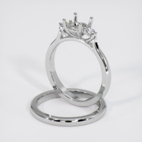 14K White Gold Three Stone Ring Setting Image