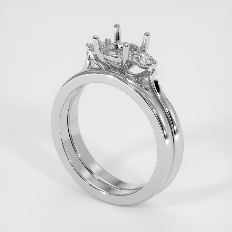 18K White Gold Three Stone Ring Setting