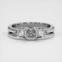 18K White Gold Three Stone Ring Setting Image