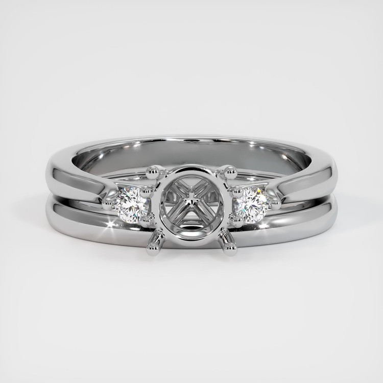 18K White Gold Three Stone Ring Setting