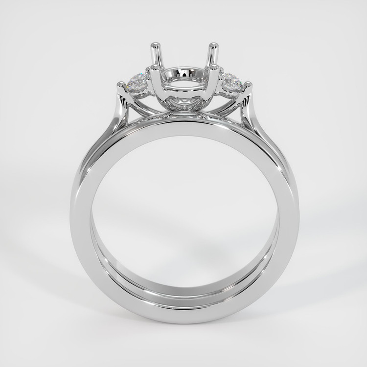 18K White Gold Three Stone Ring Setting