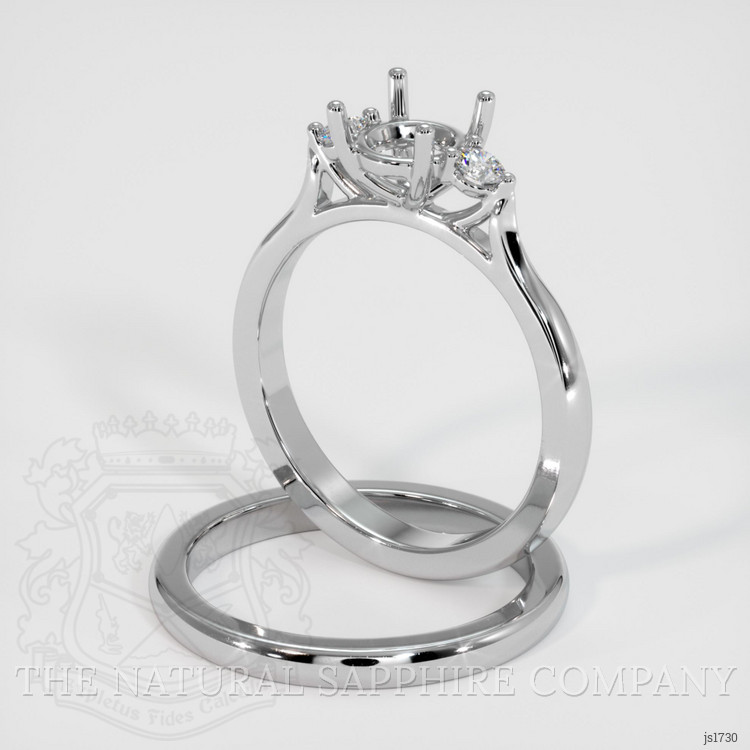 18K White Gold Three Stone Ring Setting