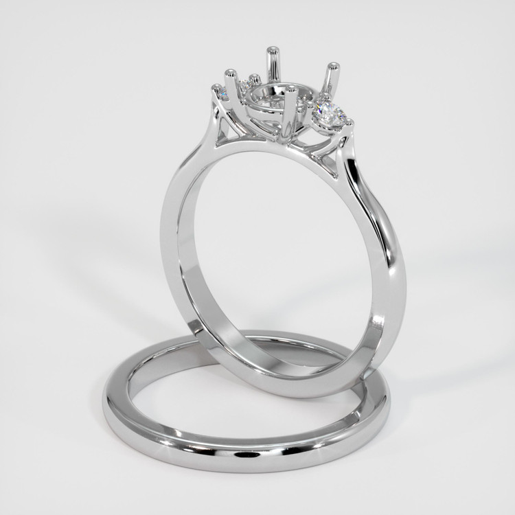 18K White Gold Three Stone Ring Setting