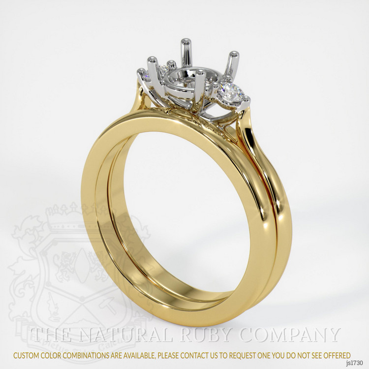 14K White & Yellow Three Stone Ring Setting