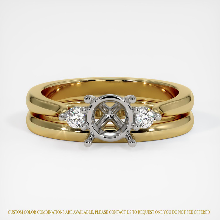 14K White & Yellow Three Stone Ring Setting