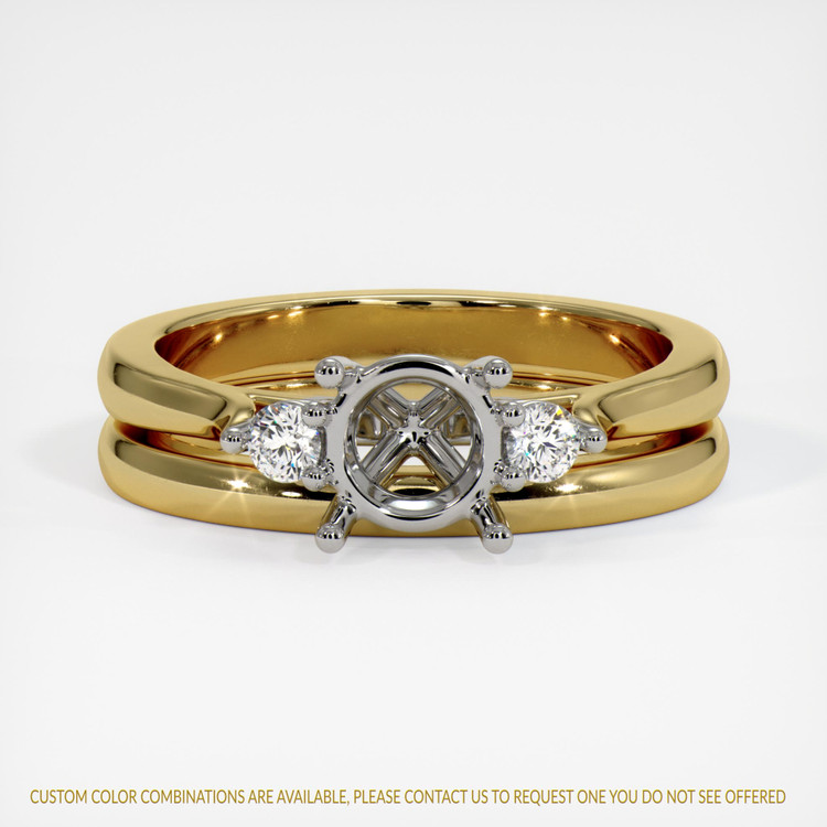 14K White & Yellow Three Stone Ring Setting