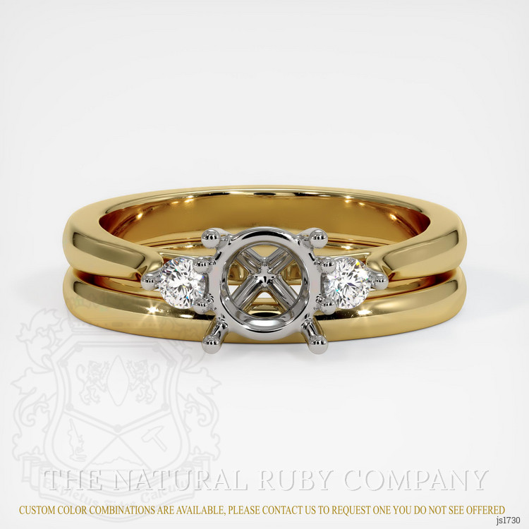 14K White & Yellow Three Stone Ring Setting