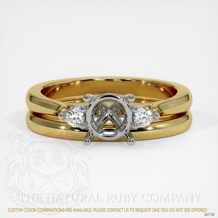 14K White & Yellow Three Stone Ring Setting