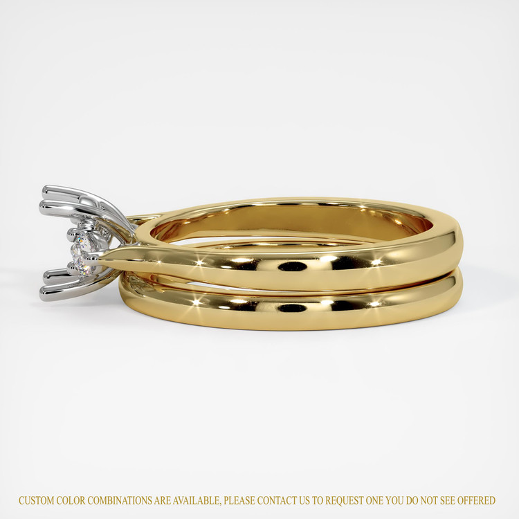 14K White & Yellow Three Stone Ring Setting