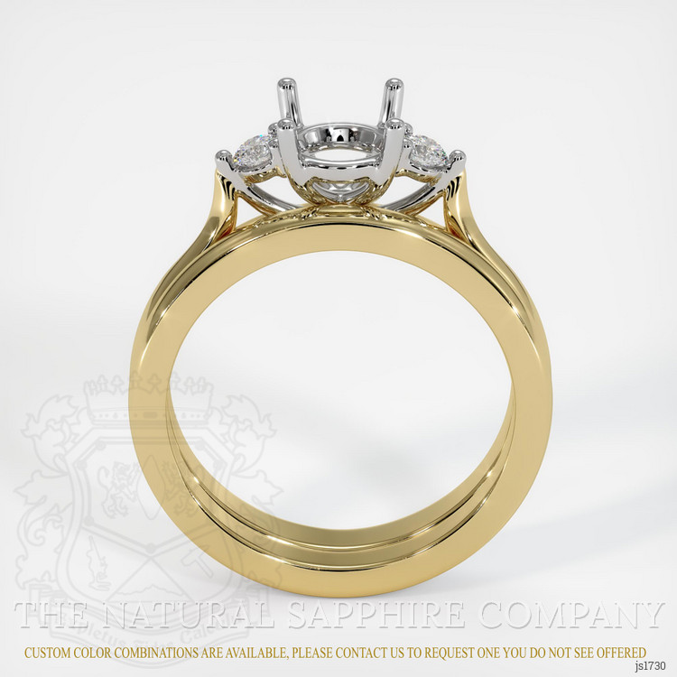 14K White & Yellow Three Stone Ring Setting