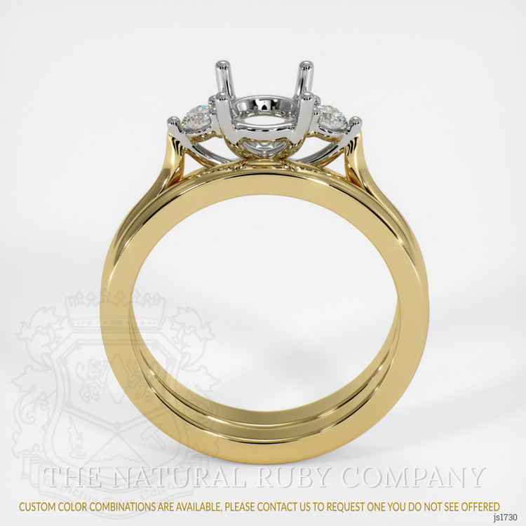 14K White & Yellow Three Stone Ring Setting