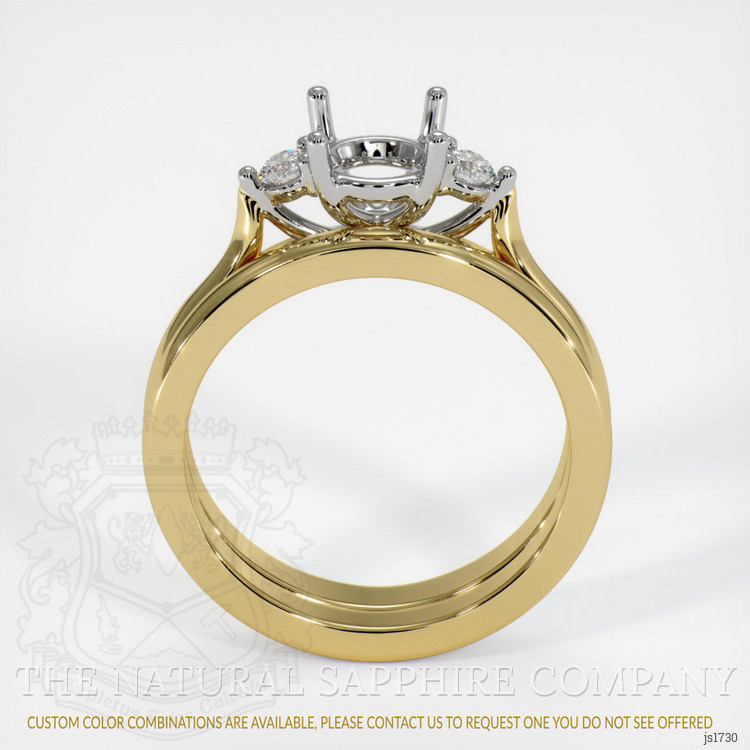 14K White & Yellow Three Stone Ring Setting