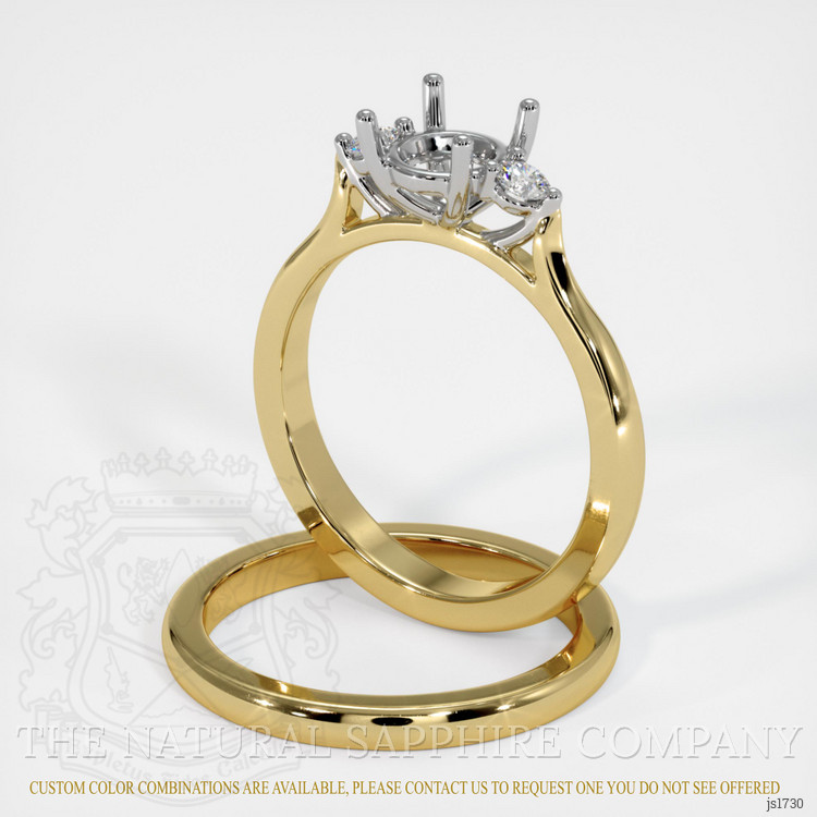 14K White & Yellow Three Stone Ring Setting