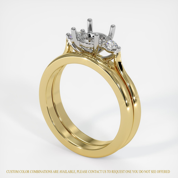 18K White & Yellow Three Stone Ring Setting