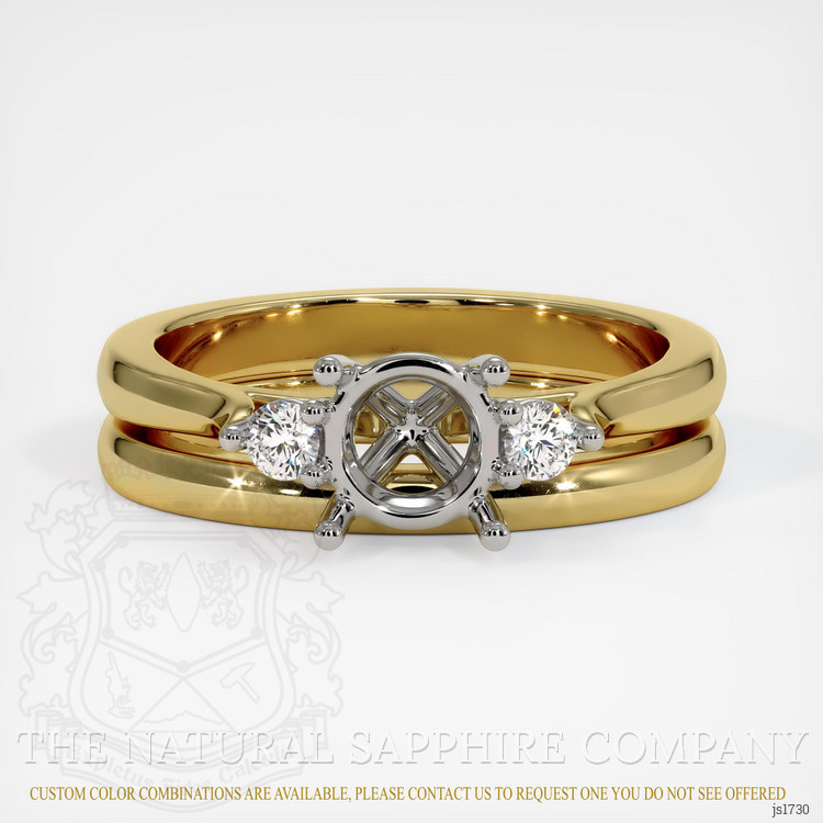 18K White & Yellow Three Stone Ring Setting