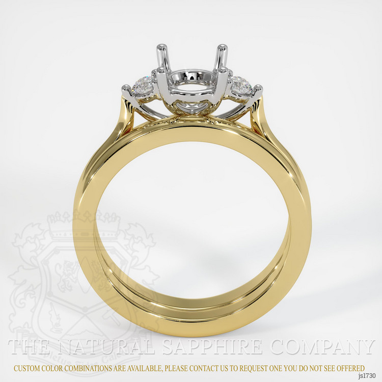 18K White & Yellow Three Stone Ring Setting