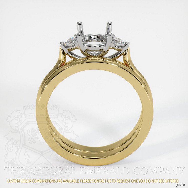 18K White & Yellow Three Stone Ring Setting