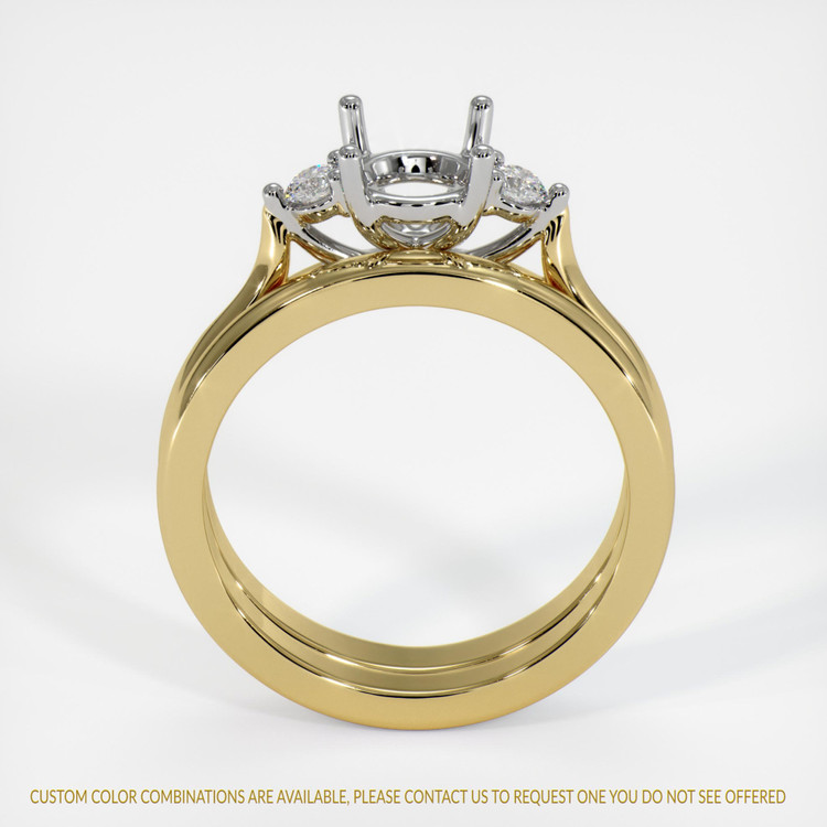 18K White & Yellow Three Stone Ring Setting