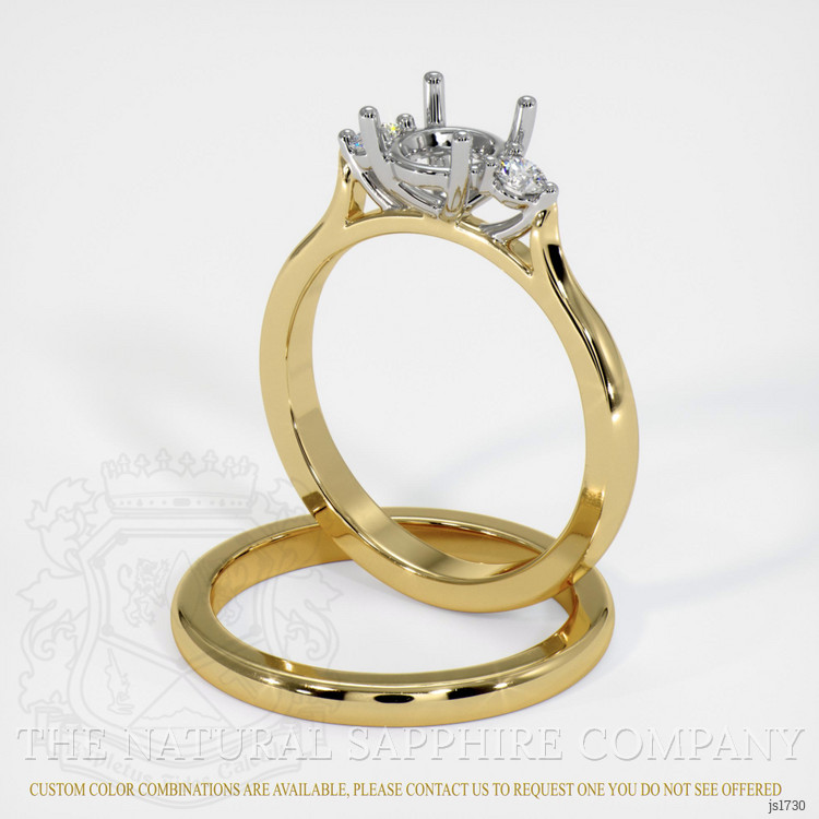 18K White & Yellow Three Stone Ring Setting