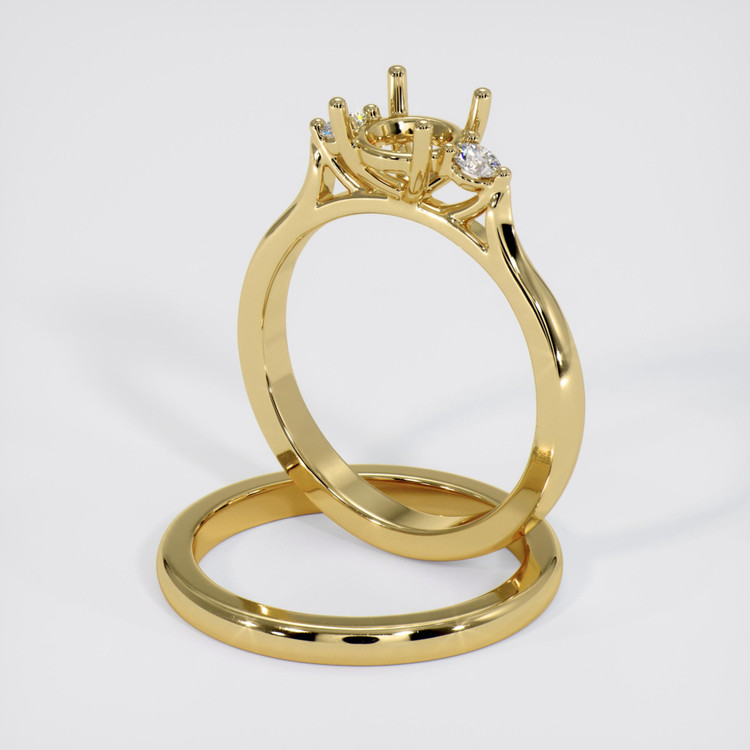 14K Yellow Gold Three Stone Ring Setting