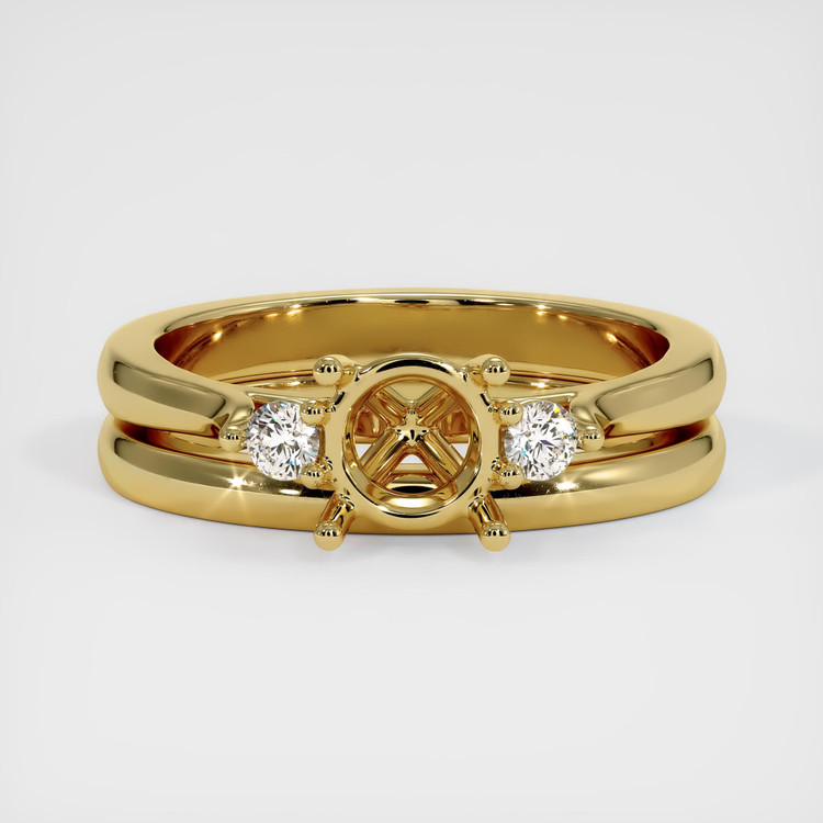 18K Yellow Gold Three Stone Ring Setting