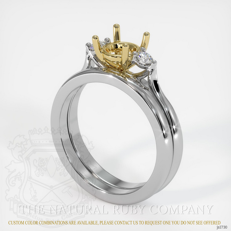 14K Yellow & White Three Stone Ring Setting