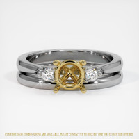 14K Yellow & White Three Stone Ring Setting Image