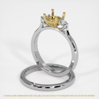 14K Yellow & White Three Stone Ring Setting Image