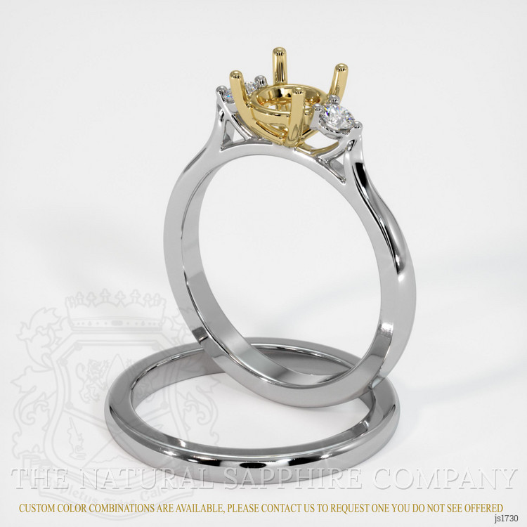 14K Yellow & White Three Stone Ring Setting