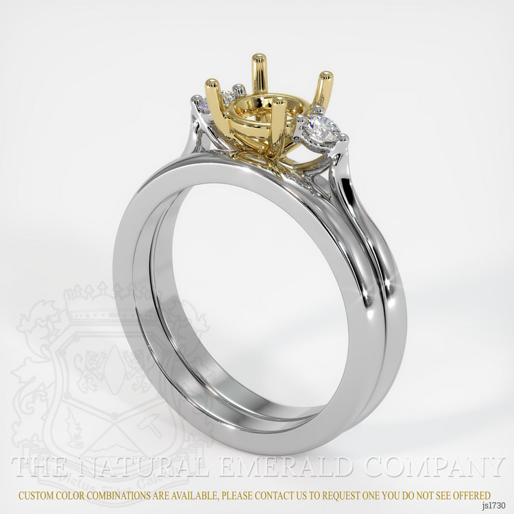 18K Yellow & White Three Stone Ring Setting