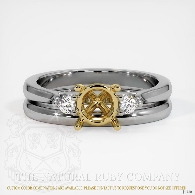 18K Yellow & White Three Stone Ring Setting