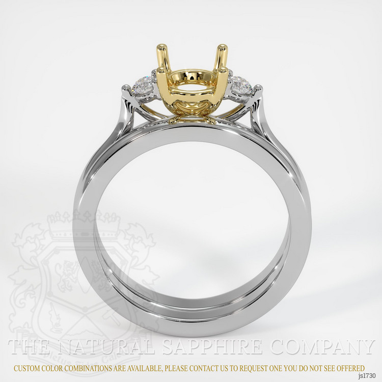 18K Yellow & White Three Stone Ring Setting