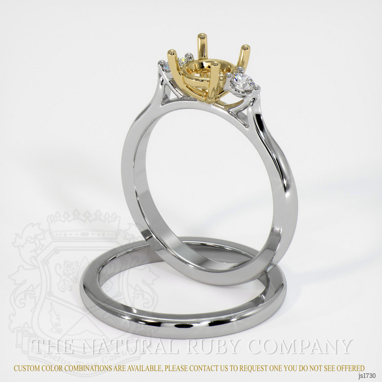 18K Yellow & White Three Stone Ring Setting