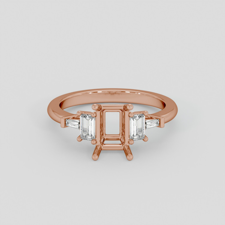 14K Rose Gold Accent Stones Ring Setting