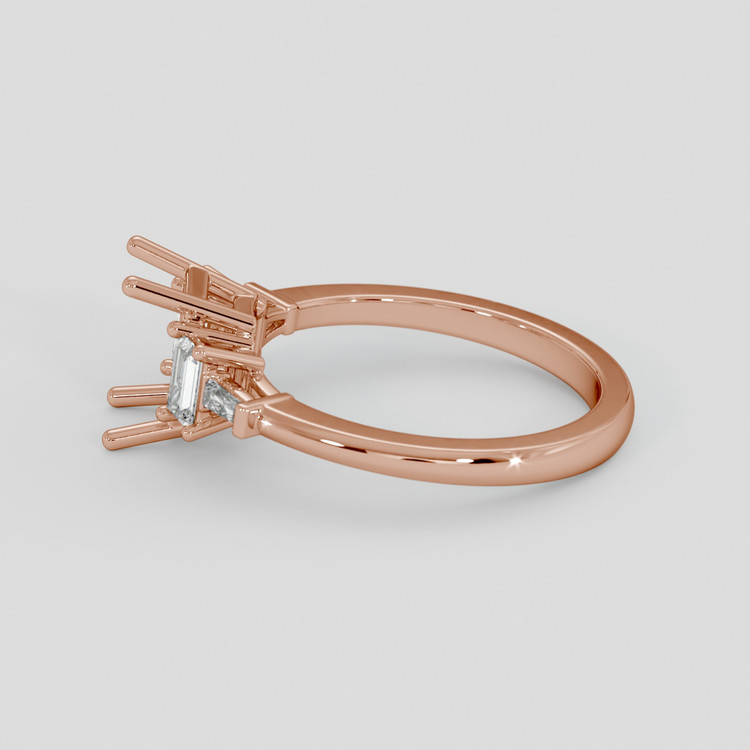 14K Rose Gold Accent Stones Ring Setting