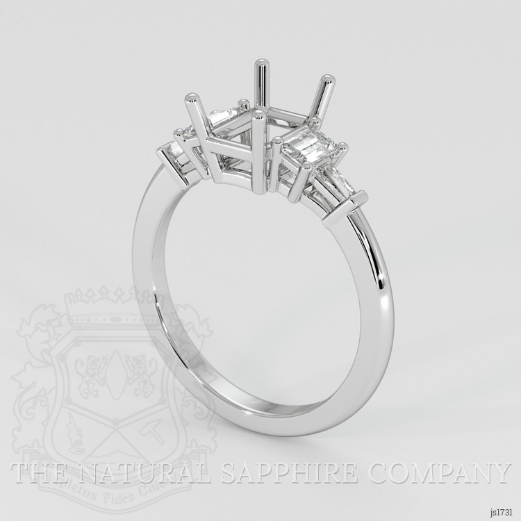 14K White Gold Accent Stones Ring Setting