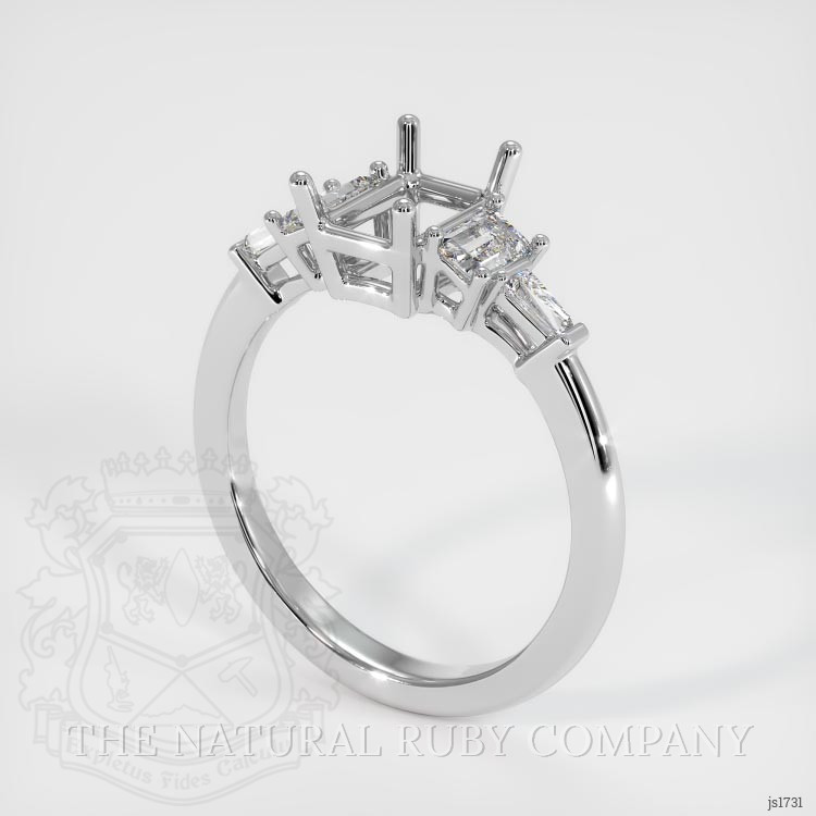 14K White Gold Accent Stones Ring Setting