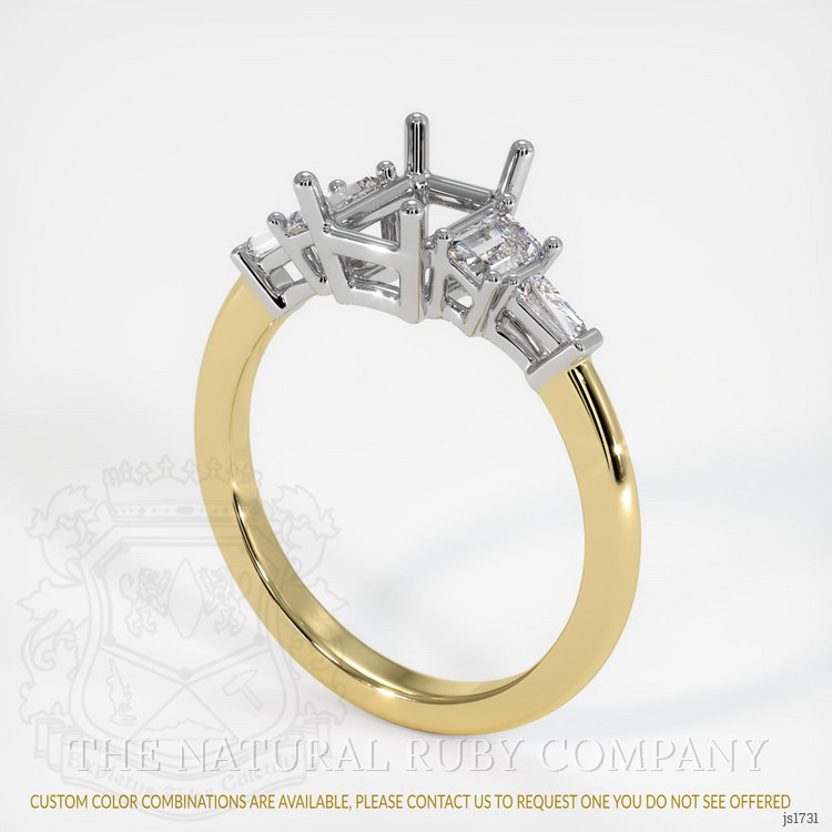 14K White & Yellow Accent Stones Ring Setting