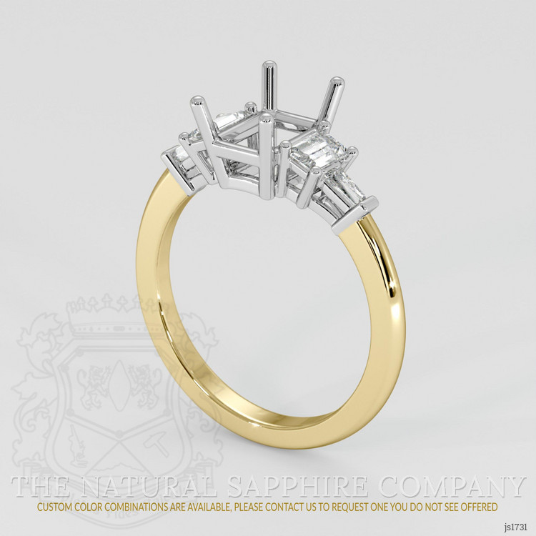 14K White & Yellow Accent Stones Ring Setting