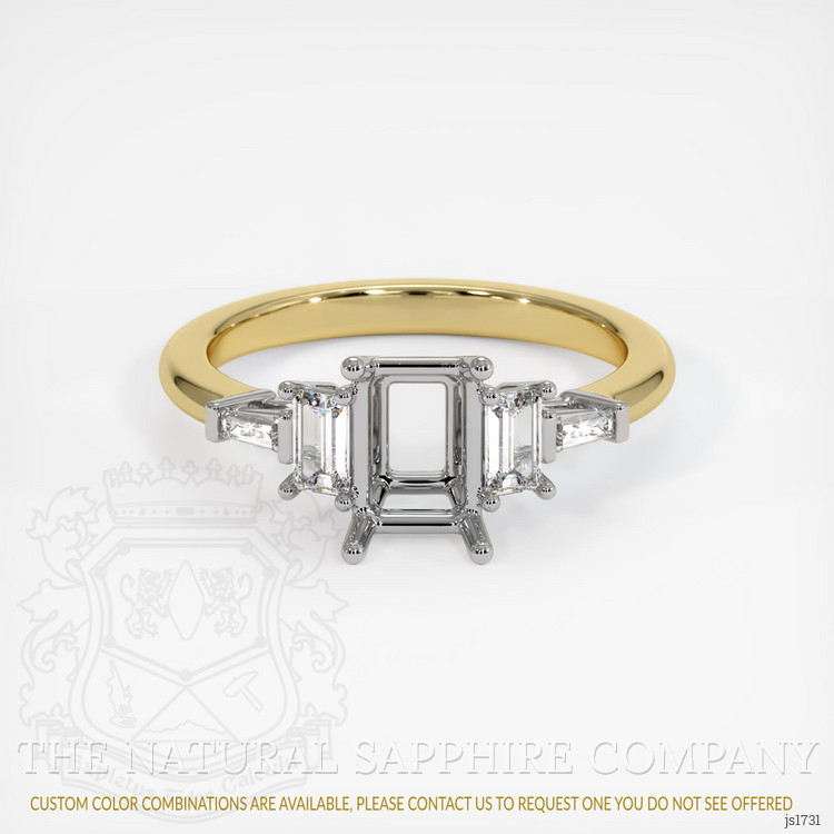 14K White & Yellow Accent Stones Ring Setting