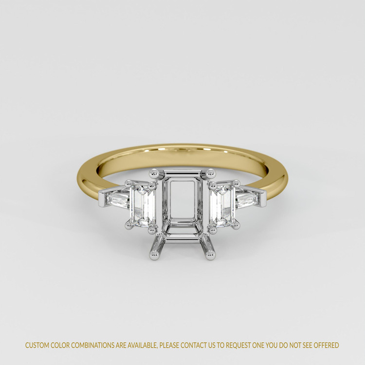 14K White & Yellow Accent Stones Ring Setting