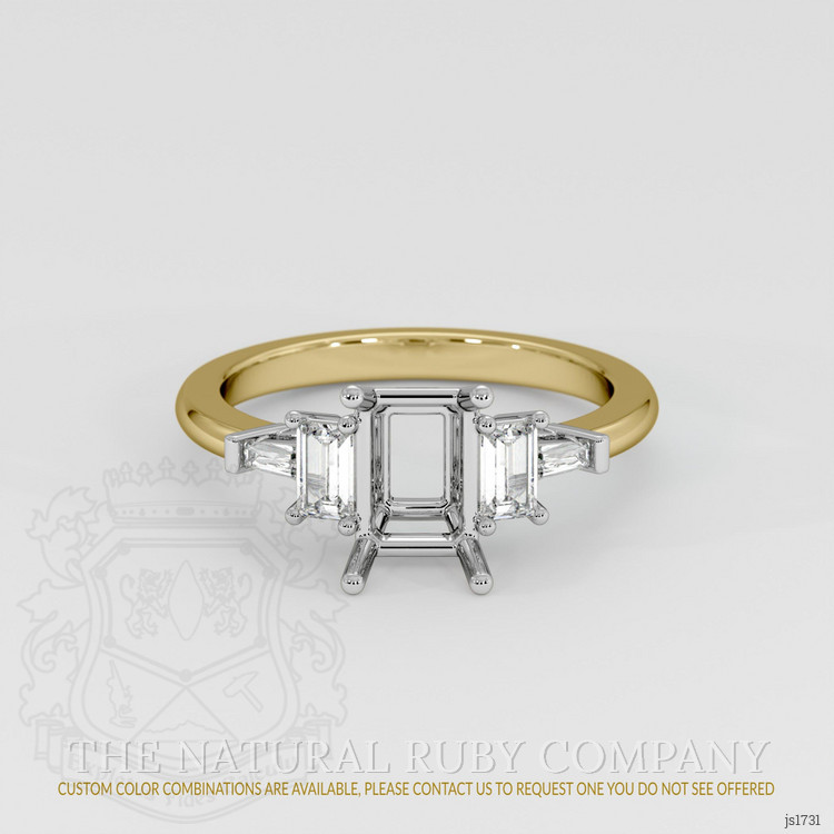 14K White & Yellow Accent Stones Ring Setting