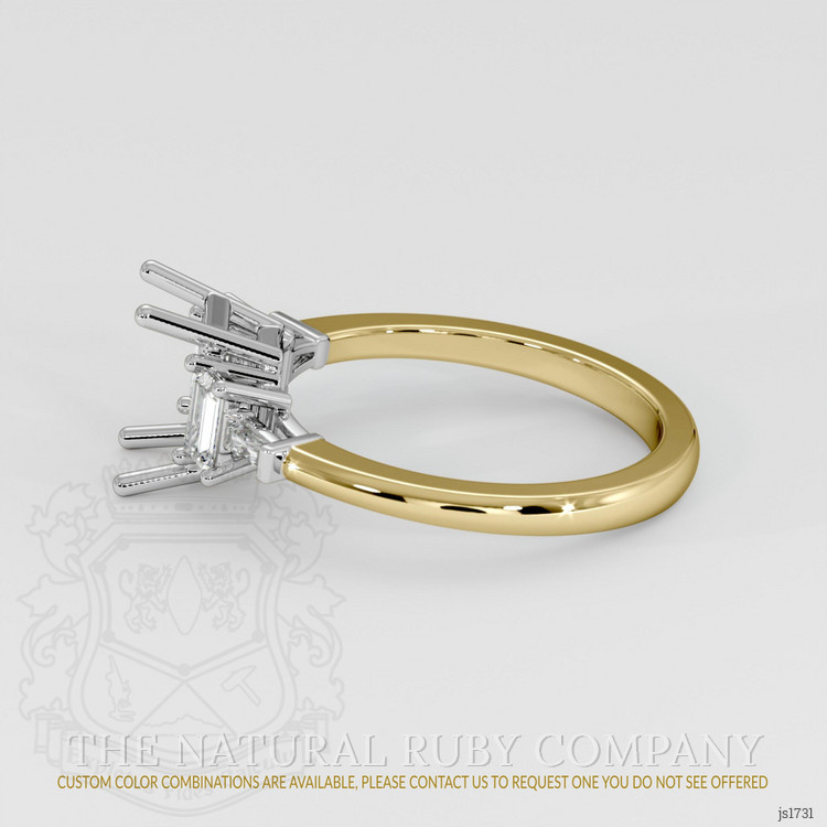 14K White & Yellow Accent Stones Ring Setting
