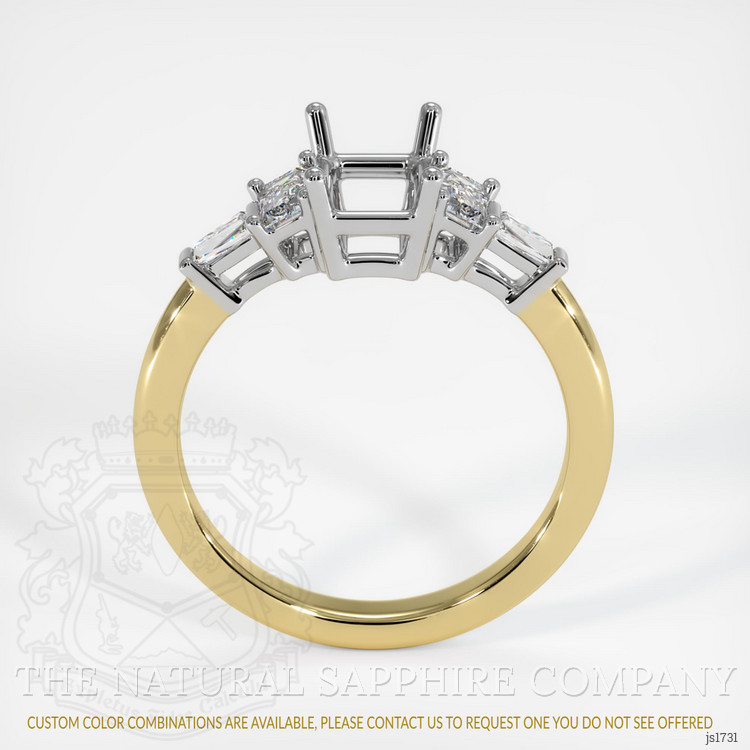 14K White & Yellow Accent Stones Ring Setting