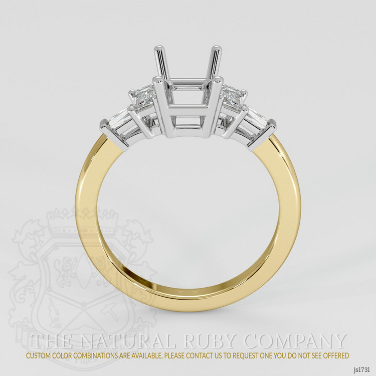 14K White & Yellow Accent Stones Ring Setting