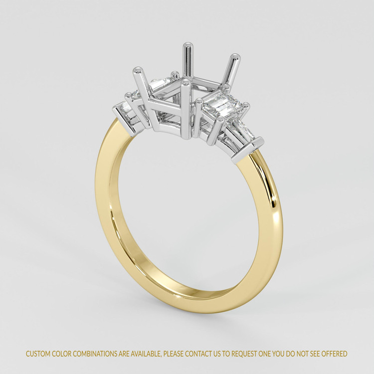 18K White & Yellow Accent Stones Ring Setting