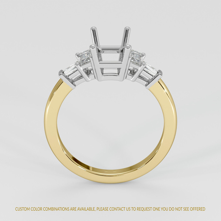 18K White & Yellow Accent Stones Ring Setting