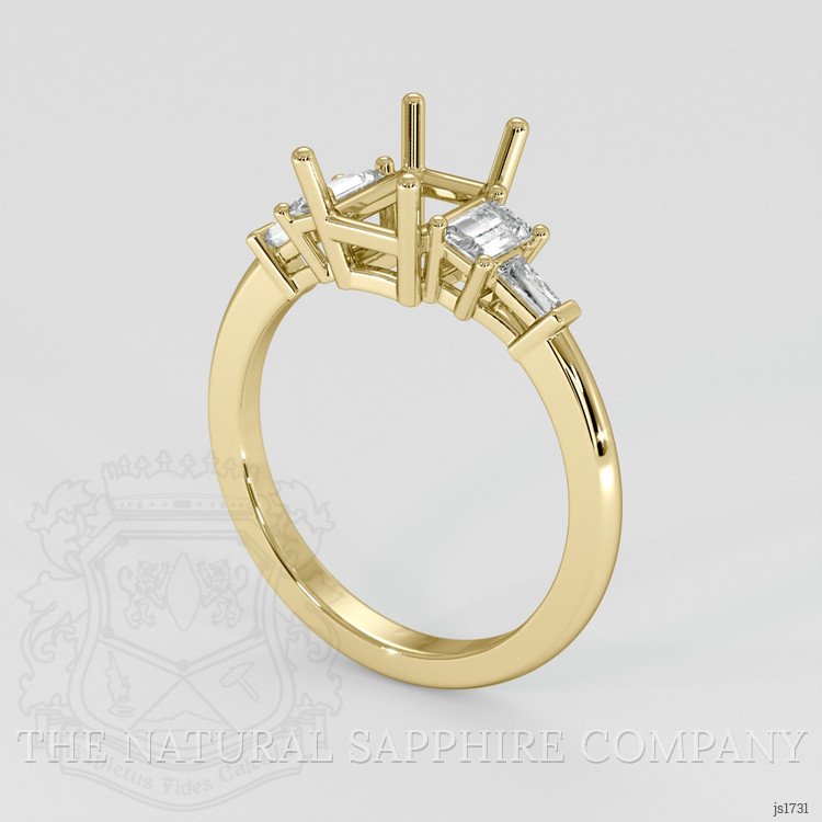 Accent Stones Green Sapphire Ring 3.03 Ct., 14K Yellow Gold