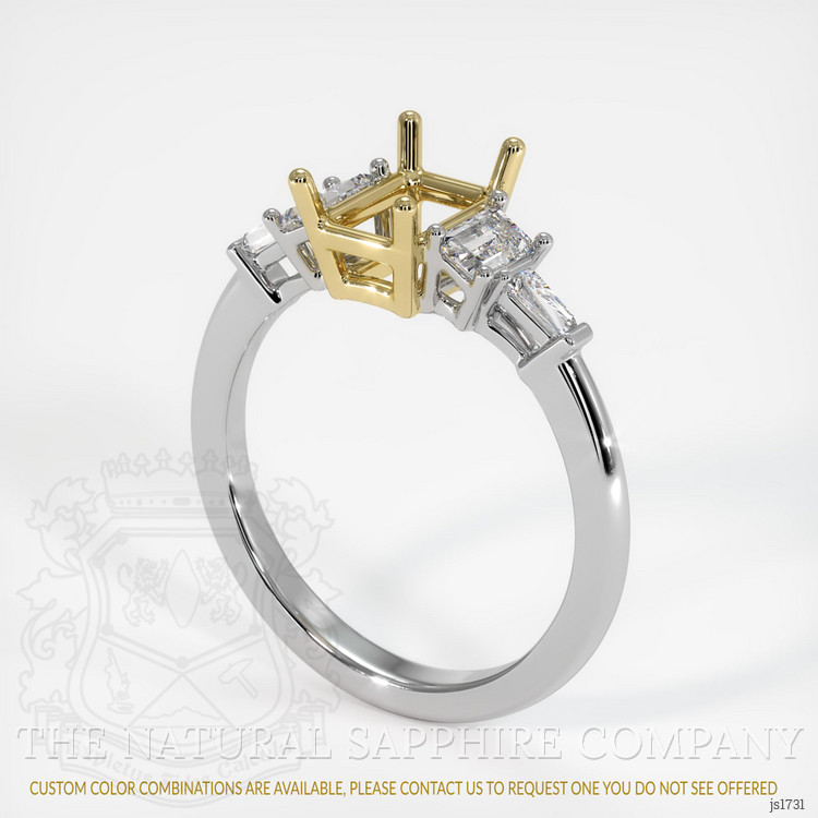 18K Yellow & White Accent Stones Ring Setting